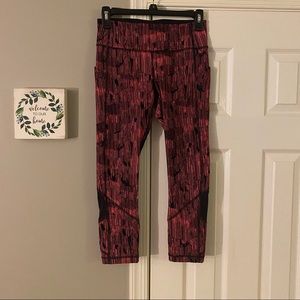 Lululemon Pace Rival Crop Tight Down Pour Electric Coral Black Size 4 Pink
